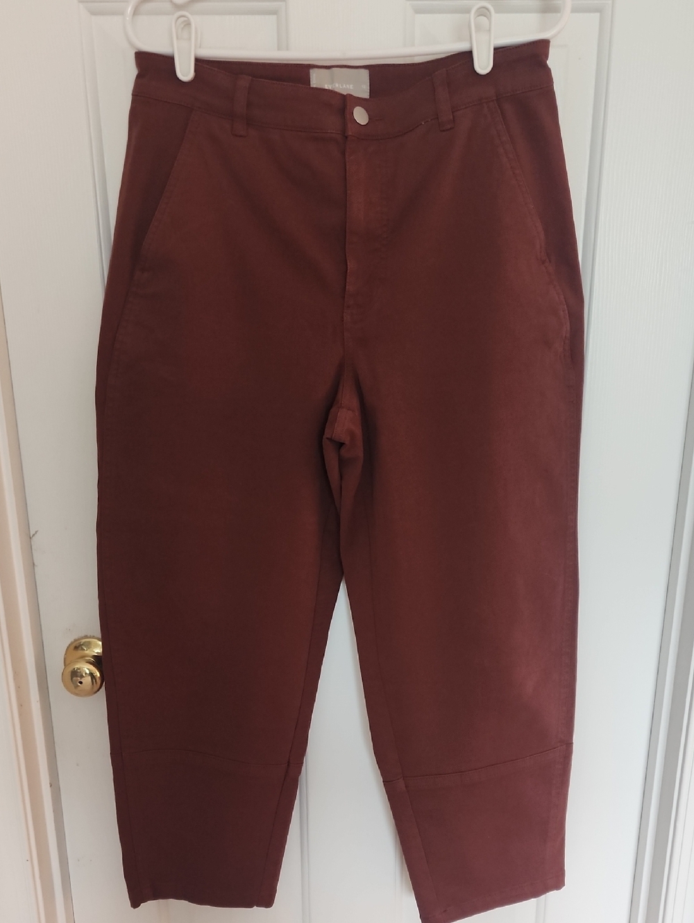 Everlane Rust Brown-Colored High-Waist Cropped Pants